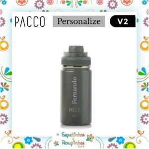 Pacco - Kit Garrafa Térmica Hydra V2 350ml Cinza + Alça Hydra Cinza + Eco Canudo Cinza com gravação a laser - Imagem 11