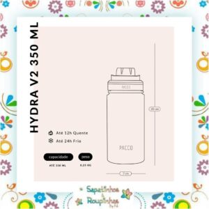 Pacco - Kit Garrafa Térmica Hydra V2 350ml Cinza + Alça Hydra Cinza + Eco Canudo Cinza com gravação a laser - Imagem 12