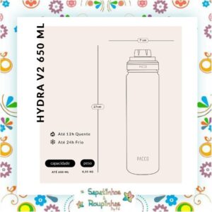 Pacco - Garrafa Térmica HydraV2 Pérola 650ml com gravação a laser - Imagem 5