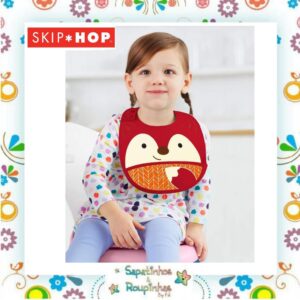 Skip Hop - Kit de Alimentação Zoo Raposa + Babador Zoo Raposa + Garrafa Flip Zoo Raposa com gravação a laser - Imagem 9