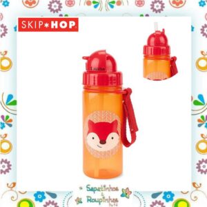Skip Hop - Kit de Alimentação Zoo Raposa + Babador Zoo Raposa + Garrafa Flip Zoo Raposa com gravação a laser - Imagem 6