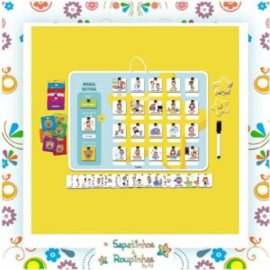 Babebi - Kit Quadro Educativo Minha Rotina Estrelinhas + Régua De Altura Girafinha - Imagem 3