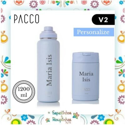 Pacco - Kit Lavanda Garrafa Térmica HydraV2 1200ml e Pote Térmico Food Jar 500ml com gravação a laser