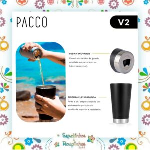 Pacco - Kit Beer Cup roxa 600ml + Garrafa Térmica HydraV2 roxa 950ml com gravação a laser - Imagem 8