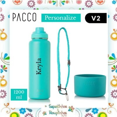 Pacco - Kit Garrafa Térmica HydraV2 1200ml Turquesa com gravação a laser