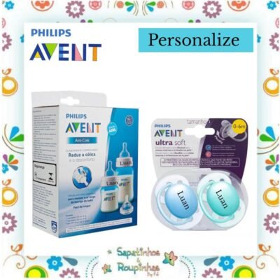 Philips Avent - Kit 2 Mamadeiras Anti-Colic e bico  com gravação a laser