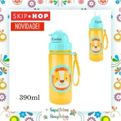 Skip Hop - Garrafa Flip Zoo Leão 390ml com gravação a laser