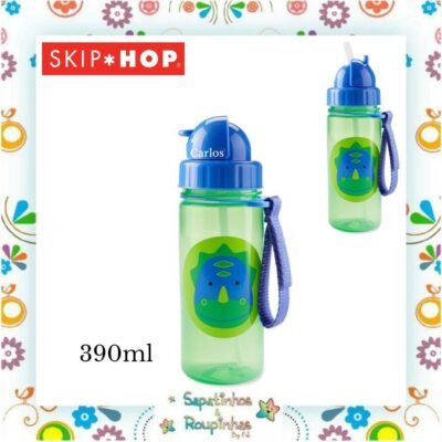 Skip Hop - Garrafa Flip Zoo Dino 390ml com gravação a laser