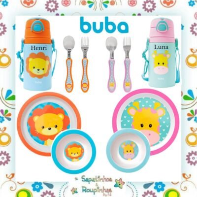 Buba - Kit Refeição Leão e Girafa com gravação a laser