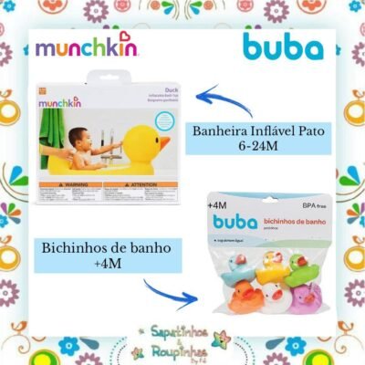 Munchkin/Buba - Banheira Inflável Pato 6-24M + Bichinhos de Banho +4M