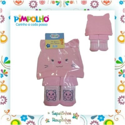 Pimpolho - Kit Gorro e Meia Infantil Bichinho RN