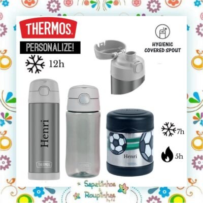 Thermos - Kit Squeeze Térmica Havai 530ml Prata e Copo Térmico Dublin 400ml com gravação a laser