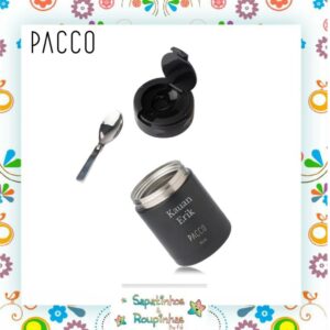 Pacco - Kit Preto Garrafa Térmica 500ml e Pote Térmico Food Jar 350ml com gravação a laser - Imagem 7