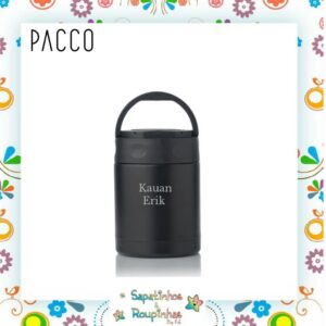Pacco - Kit Preto Garrafa Térmica 500ml e Pote Térmico Food Jar 350ml com gravação a laser - Imagem 8