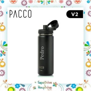 Pacco - Kit Preto Garrafa Térmica 500ml e Pote Térmico Food Jar 350ml com gravação a laser - Imagem 3