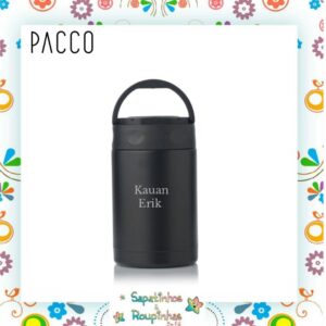Pacco - Kit Preto Garrafa Térmica 950ml e Pote Térmico 500ml com gravação a laser - Imagem 10