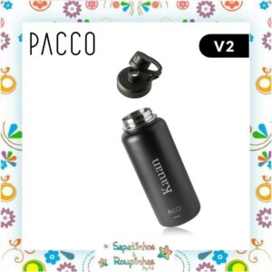 Pacco - Kit Preto Garrafa Térmica 950ml e Pote Térmico 500ml com gravação a laser - Imagem 3