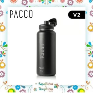 Pacco - Kit Preto Garrafa Térmica 950ml e Pote Térmico 500ml com gravação a laser - Imagem 9