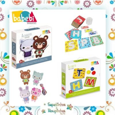 Babebi - Kit Alfabeto Massinha e Alinhavos Bichinhos