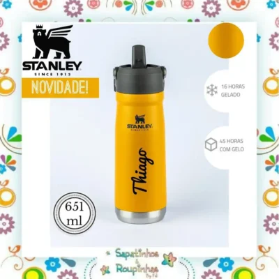 Stanley - Garrafa Térmica Flip Straw Saffron 651ml com gravação a laser