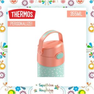Thermos - Garrafa Térmica Verde com Bolinhas 355ml com gravação a laser - Imagem 4