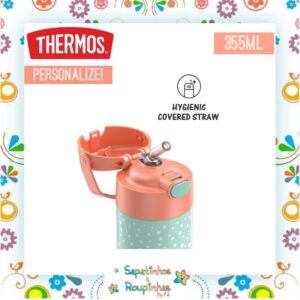 Thermos - Garrafa Térmica Verde com Bolinhas 355ml com gravação a laser - Imagem 3