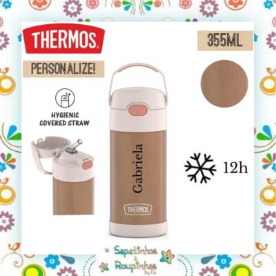 Thermos - Garrafa Térmica Dourada com Glitter 355ml com gravação a laser