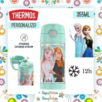 Thermos - Garrafa Térmica Frozen Verde 355ml com gravação a laser