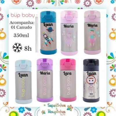 Bup baby - Garrafa Flip 350ml com gravação a laser