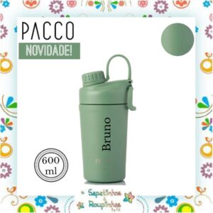 Pacco - Copo térmico shaker 600ml Salvia com gravação a laser