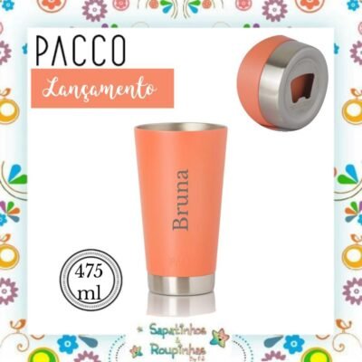 Pacco - Beer Cup Pêssego 475ml com gravação a laser 
