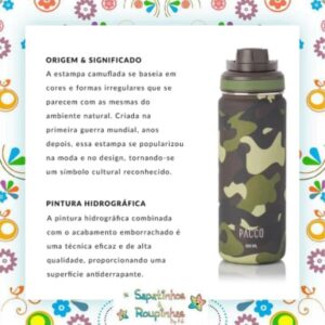 Pacco - Garrafa Térmica HydraV2 500ml Camuflada Militar com gravação a laser - Imagem 5