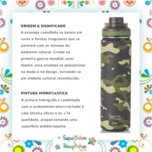 Pacco - Garrafa Térmica HydraV2 650ml Camuflada Militar com gravação a laser - Imagem 6