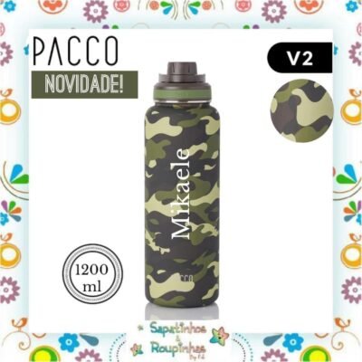 Pacco - Garrafa Térmica HydraV2 1200ml Camuflada Militar com gravação a laser