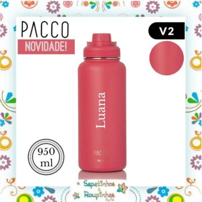 Pacco - Garrafa Térmica HydraV2 950ml Cereja com gravação a laser
