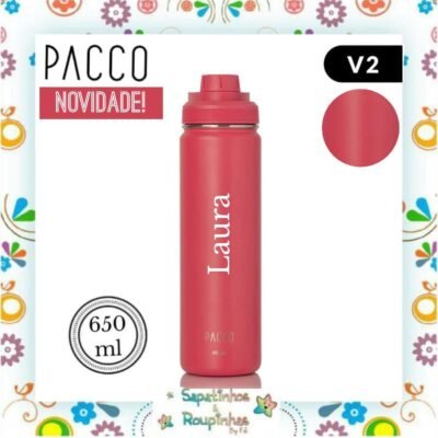 Pacco - Garrafa Térmica HydraV2 650ml Cereja com gravação a laser