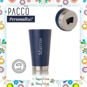 Pacco - Kit Copo Térmico Marinho com gravação a laser - Imagem 3
