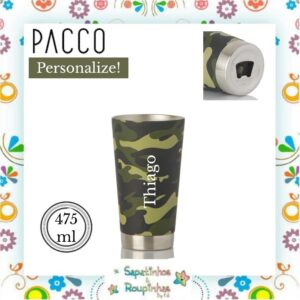 Pacco - Kit Garrafa Térmica e Copo Camuflada Militar com gravação a laser - Imagem 7