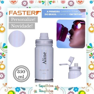 Faster - Garrafa Térmica 350ml Shine White com gravação a laser
