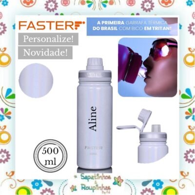 Faster - Garrafa Térmica 500ml Shine White com gravação a laser