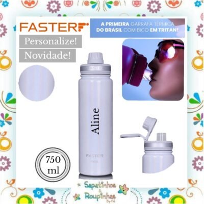 Faster - Garrafa Térmica 750ml Shine White com gravação a laser