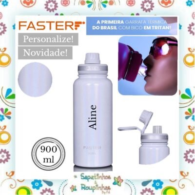 Faster - Garrafa Térmica 900ml Shine White com gravação a laser