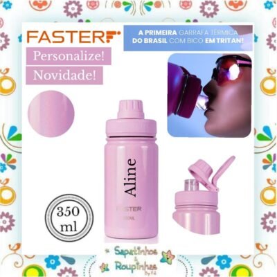 Faster - Garrafa Térmica 350ml Shine Rosa com gravação a laser
