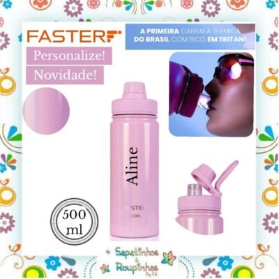 Faster - Garrafa Térmica 500ml Shine Rosa com gravação a laser