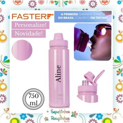 Faster - Garrafa Térmica 750ml Shine Rosa com gravação a laser 