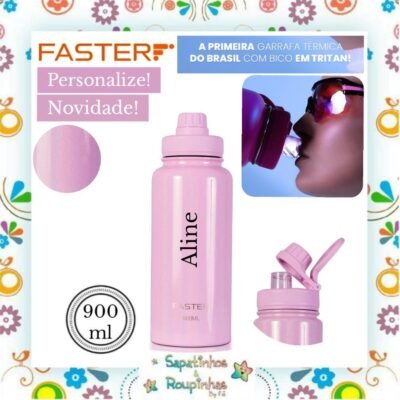 Faster - Garrafa Térmica 900ml Shine Rosa com gravação a laser