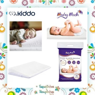 Kiddo/Baby Bath - Kit Travesseiro Soneca e Protetor de colchão descartável
