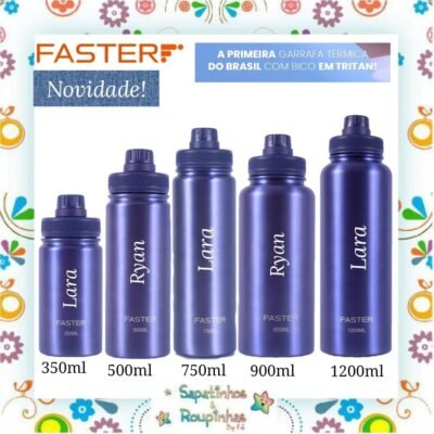 Faster - Garrafa Térmica Luminous Blue com gravação a laser