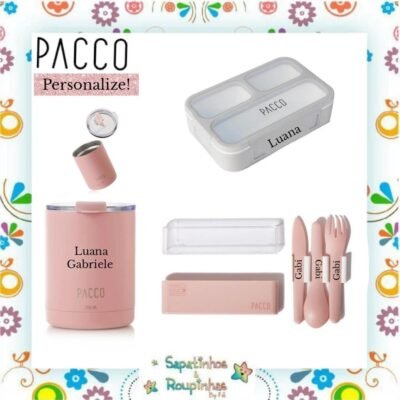 Pacco - Kit Copo, marmita e talheres com gravação a laser