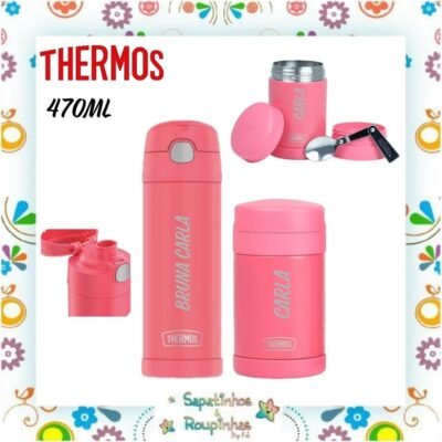 Thermos - Kit Coral com gravação a laser